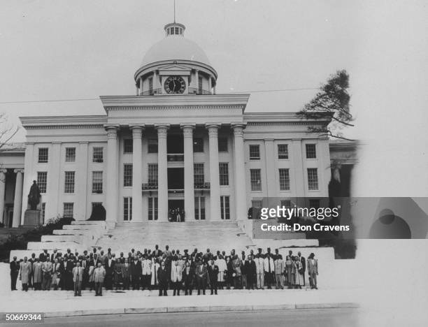 Before the State Capitol, standing are 83 indicted boycott leaders, they had just been arraigned and pleaded not guilty to conspiracy charges. In...