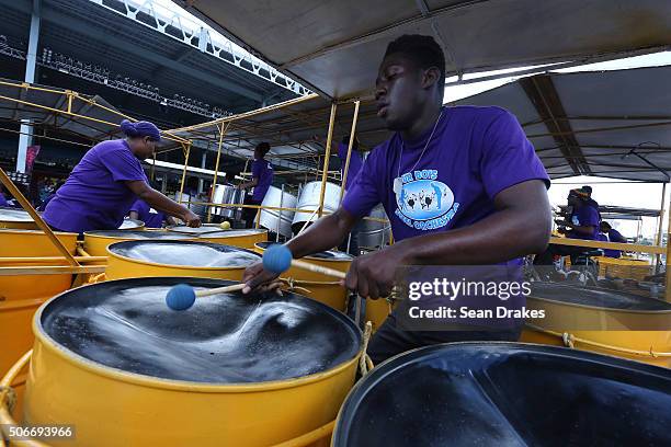 Our Boys Steel Orchestra performs at the semi-finals of Panorama in the Queen's Park Savannah during Carnival in Port of Spain, Trinidad on Sunday...