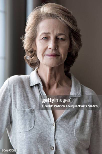 Actor Charlotte Rampling is photographed for Paris Match on January 6, 2016 in Paris, France.