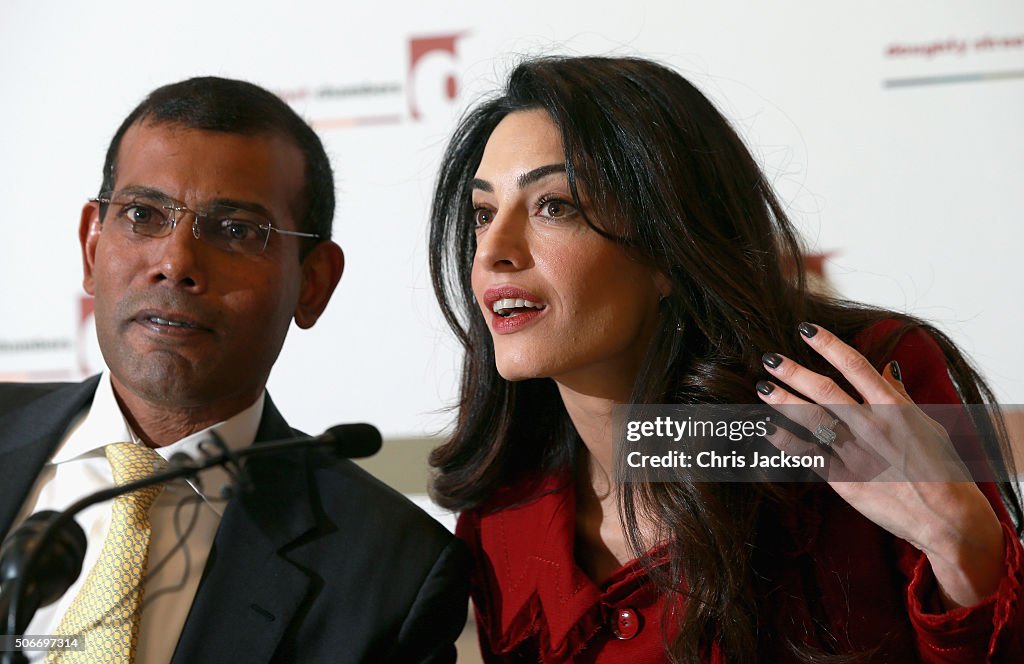 Press Conference with President Nasheed of the Maldives His And Lawyer Amal Clooney