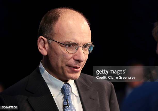 Former PM of Italy, Enrico Letta, attends the 'EU Wargames' event at The Porter Tun on January 25, 2016 in London, England. 'EU Wargames' are...