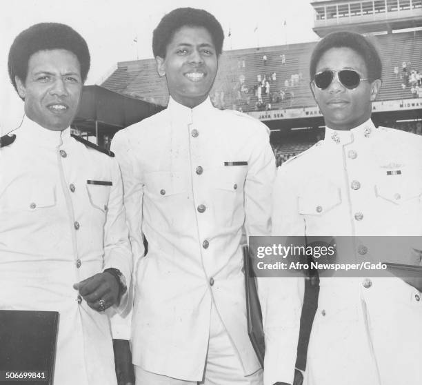 Henry M Shaw, Charles Maceo Collier and John F Porter at the United States Naval Academy, Annapolis, Maryland, 1970.