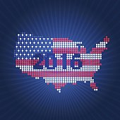Dotted USA election map with year 2016