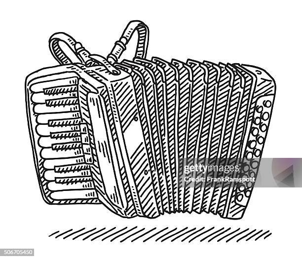 bildbanksillustrationer, clip art samt tecknat material och ikoner med accordion musical instrument drawing - bandoneon