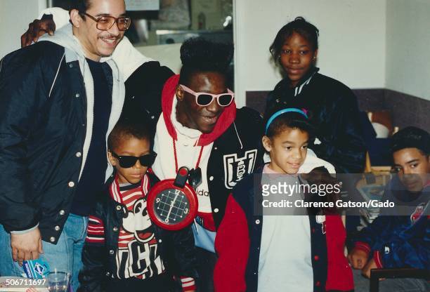 Flavor Flav greeting fans backstage during the 1989 American Music Awards, Los Angeles, California, January 30, 1989.
