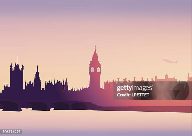 ilustrações, clipart, desenhos animados e ícones de -vector horizonte de londres - casas do parlamento cidade de westminster