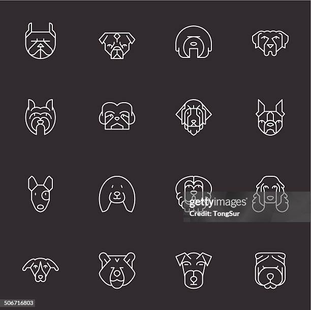 hunde kopf icons/2-leichte weiße - newfoundland dog stock-grafiken, -clipart, -cartoons und -symbole