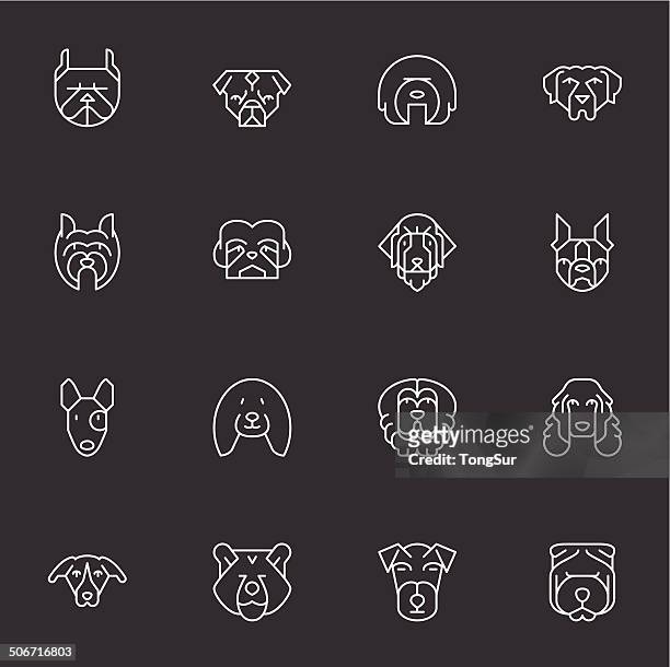犬のヘッドアイコンセット 2 -ライトホワイト - pitbullterrier点のイラスト素材／クリップアート素材／マンガ素材／アイコン素材