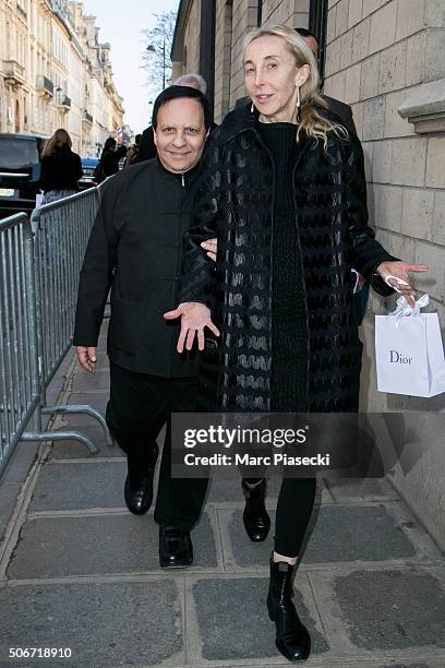 Azzedine Alaia and Carla Sozzani leave the Christian Dior Haute Couture Spring Summer 2016 show as part of Paris Fashion Week on January 25, 2016 in...