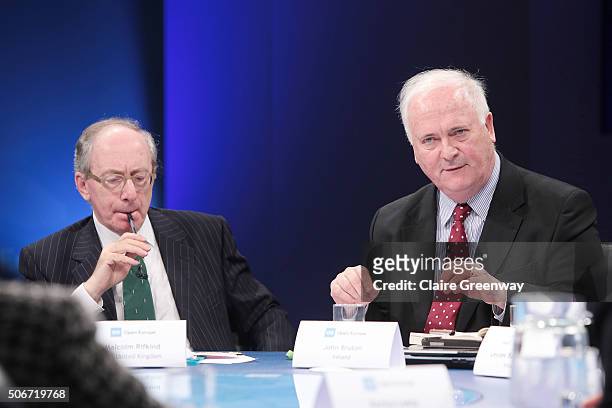 Former Taoiseach of Ireland, John Bruton and Former Foreign Secretary, Sir Malcolm Rifkind, KCMG, QC attend the 'EU Wargames' event at The Porter Tun...