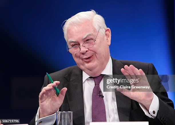 Member of the House of Lords and former Chancellor and Cabinet Minister, Lord Lamont of Lerwick, speaks at the 'EU Wargames' event at The Porter Tun...