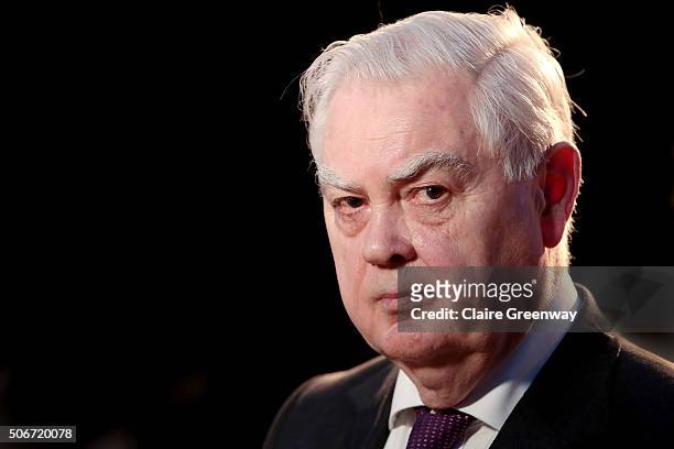 Member of the House of Lords and former Chancellor and Cabinet Minister, Lord Lamont of Lerwick, attends the 'EU Wargames' event at The Porter Tun on...