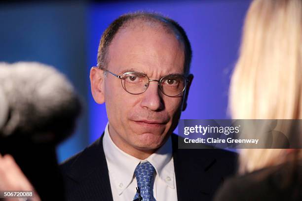 Former PM of Italy, Enrico Letta, attends the 'EU Wargames' event at The Porter Tun on January 25, 2016 in London, England. 'EU Wargames' are...