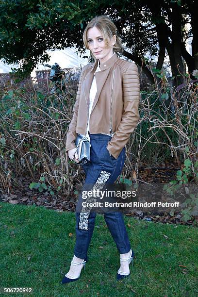 Lucie de la Falaise attends the Christian Dior Spring Summer 2016 show as part of Paris Fashion Week. Held at Musee Rodin on January 25, 2016 in...