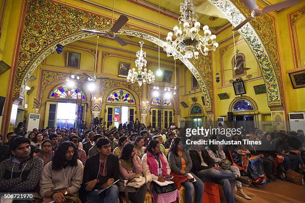 Visitors at Jaipur Literary Festival 2016, at Diggi Palace, on January 25, 2016 in Jaipur, India. Ninth edition of ZEE ZEE ZEE Jaipur Literature...