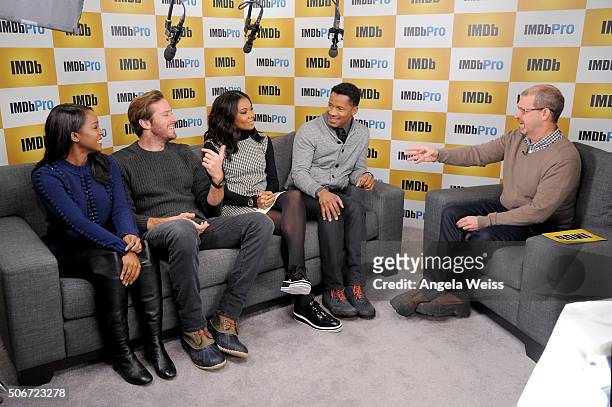 Actors Aja Naomi King, Armie Hammer, and Gabrielle Union, and writer/director/producer Nate Parker are interviewed by IMDb's Keith Simanton in The...