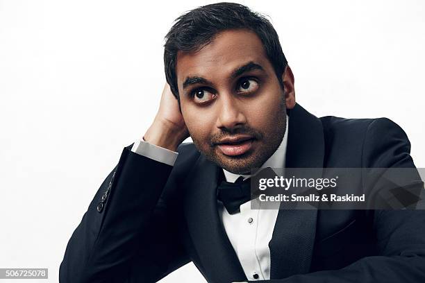 Aziz Ansari poses for a portrait during the 21st Annual Critics' Choice Awards at Barker Hangar on January 17, 2016 in Santa Monica, California.