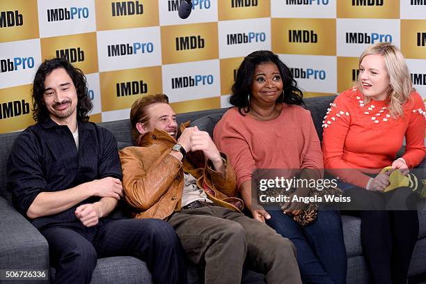 Director Jason Lew and actors Boyd Holbrook, Octavia Spencer, and Elisabeth Moss in The IMDb Studio In Park City, Utah: Day Four - on January 25,...