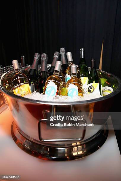 Beverages on display at the Women At Sundance Brunch during the 2016 Sundance Film Festival at The Shop on January 25, 2016 in Park City, Utah.