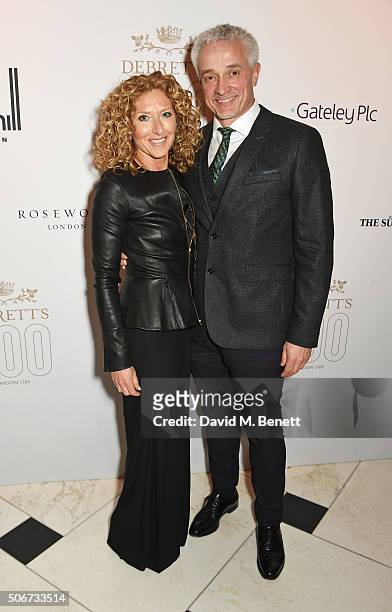 Kelly Hoppen and John Gardiner attend Debrett's 500 party, hosted at Rosewood London, on January 25, 2016 in London, England. Debrett's 500...