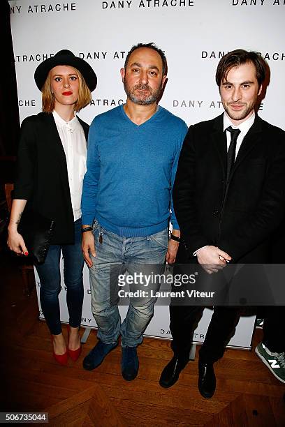 Emmanuel Delpech and his partner Justine Lamirand and Designer Dany Atrache attend the Dany Atrache Spring Summer 2016 show as part of Paris Fashion...