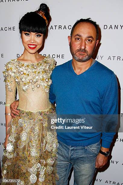 Jessica Minh Anh and Designer Dany Atrache attend the Dany Atrache Spring Summer 2016 show as part of Paris Fashion Week on January 25, 2016 in...