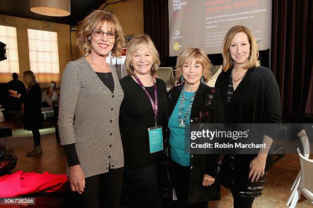 Christine Lahti, Pat Mitchell and Keri Putnam attend the Women At Sundance Brunch during the 2016 Sundance Film Festival at The Shop on January 25,...