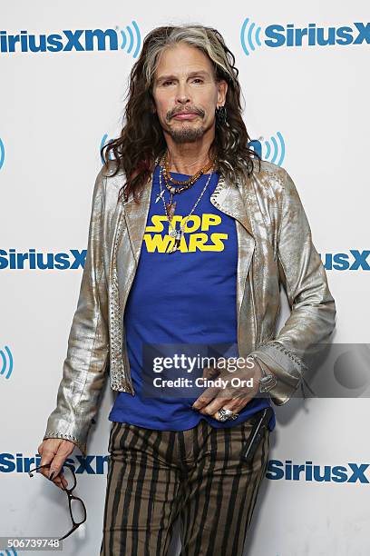 Singer Steven Tyler visits the SiriusXM Studios on January 25, 2016 in New York City.