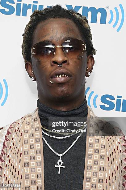 Recording artist Young Thug visits the SiriusXM Studios on January 25, 2016 in New York City.