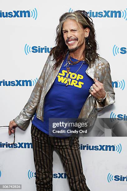 Singer Steven Tyler visits the SiriusXM Studios on January 25, 2016 in New York City.