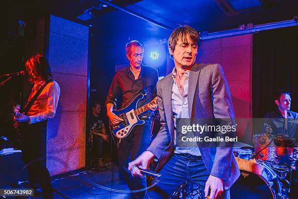 Neil Codling, Mat Osman and Brett Anderson of Suede perform live at The Ace Hotel on January 25, 2016 in London, England.