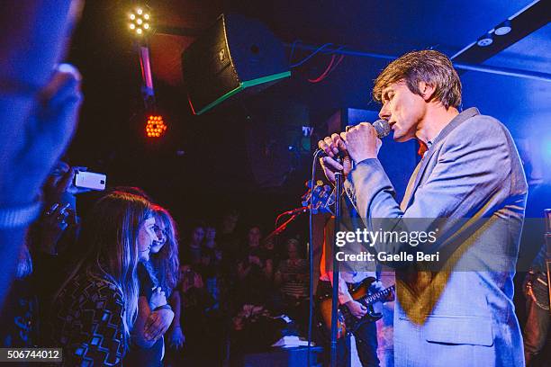 Brett Anderson of Suede performs live at The Ace Hotel on January 25, 2016 in London, England.