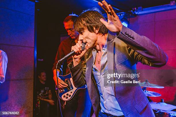 Mat Osman and Brett Anderson of Suede perform live at The Ace Hotel on January 25, 2016 in London, England.