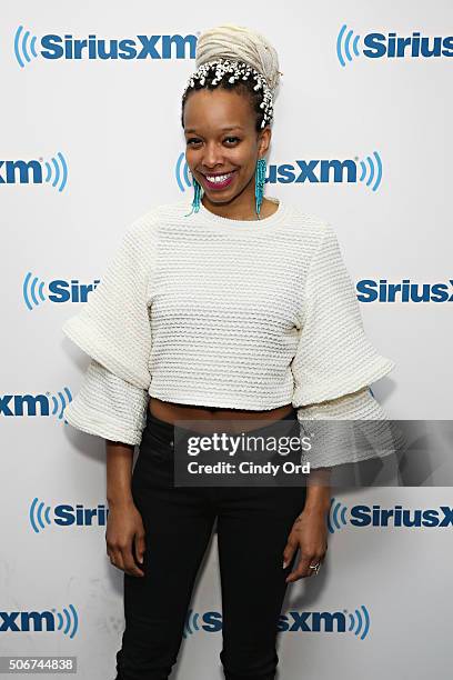 Singer/ poet Jamila Woods visits the SiriusXM Studios on January 25, 2016 in New York City.