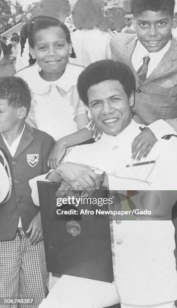 Henry M Shaw, Henry M Shaw Jr, Lynn Shaw, Kevin Shaw, Kin Shaw and Ensign Henfry M Shaw Jr at the United States Naval Academy during a graduation...