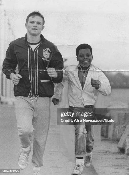 Leon R Robinson and Herbert W Robinson at the United States Naval Academy, Annapolis, Maryland, June 7, 1968.