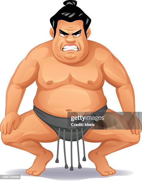 angry sumo wrestler - sumo wrestling stock illustrations