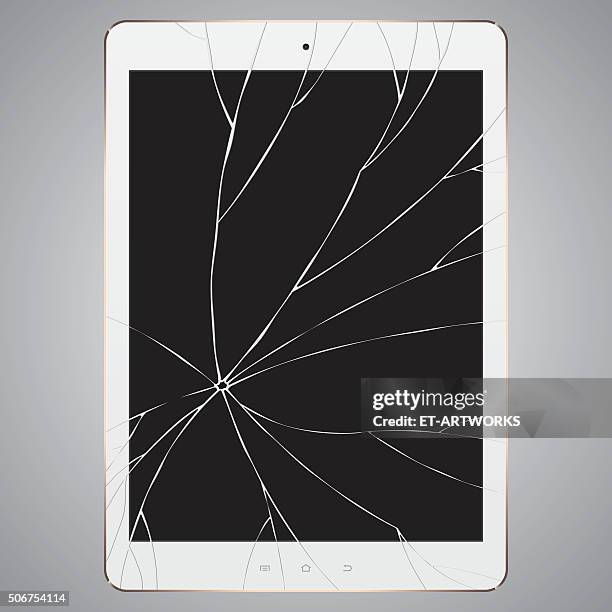 vector broken digital tablet - smashed ipad screen stock illustrations