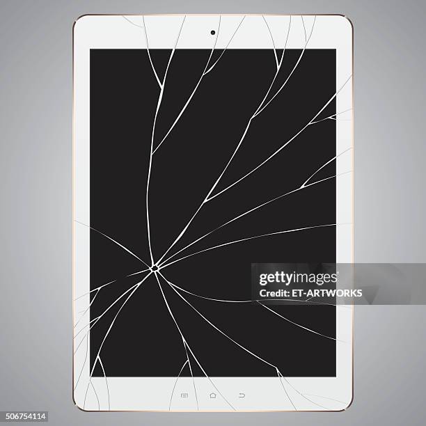 vector broken digital tablet - go paperless stock illustrations