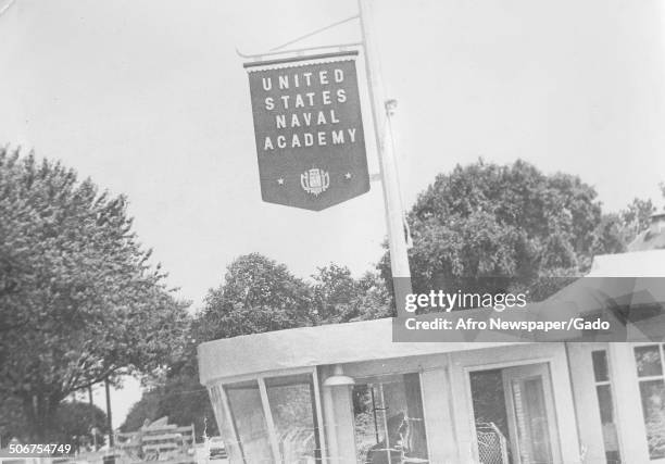 Entrance gate at the United States Naval Academy, Annapolis, Maryland, 1970.