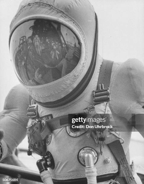 Astronaut, James A. Lovell Jr., before taking off in Gemini 7 flight.