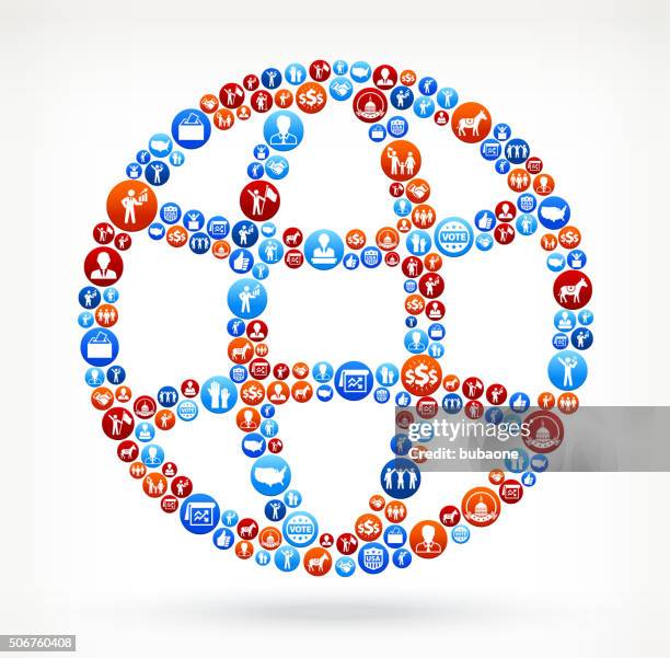globe vote and elections usa patriotic icon pattern - corporate lobby stock illustrations