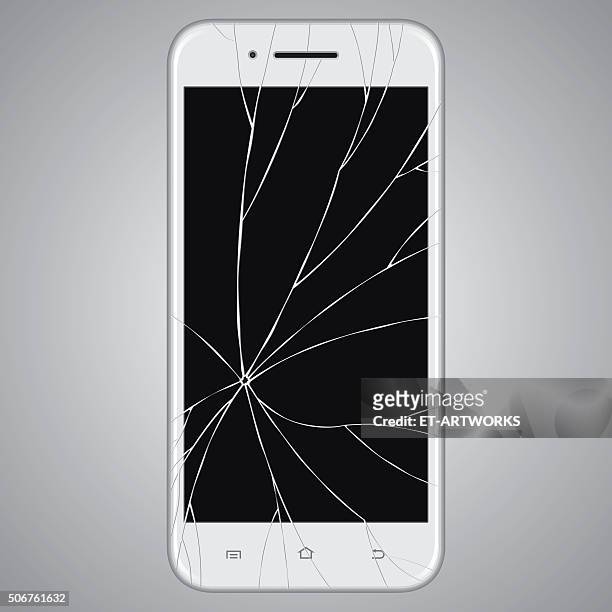vektor defekt smartphone - damaged stock-grafiken, -clipart, -cartoons und -symbole