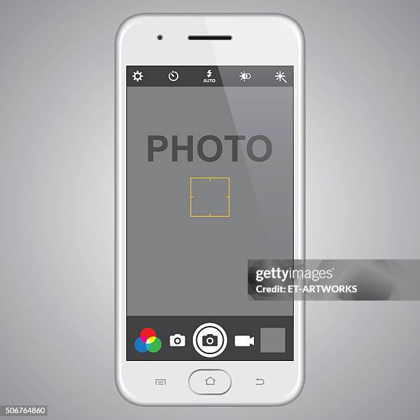 smartphone with photo template - photography themes stock illustrations