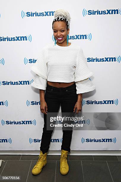 Singer/ poet Jamila Woods visits the SiriusXM Studios on January 25, 2016 in New York City.