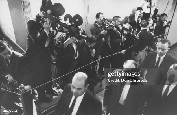 Jack Ruby , on trial for the murder of Lee Oswald.