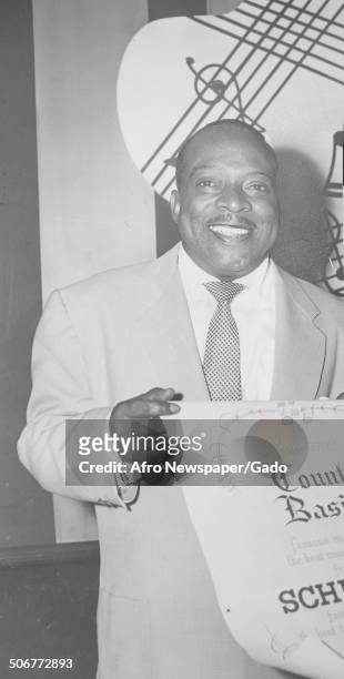 Portrait of African-American jazz musician Count Basie, July 25, 1963.