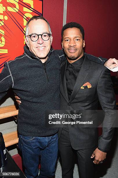 Sundance Festival Director John Cooper and actor Nate Parker attend the "The Birth Of A Nation" Premiere during the 2016 Sundance Film Festival at...