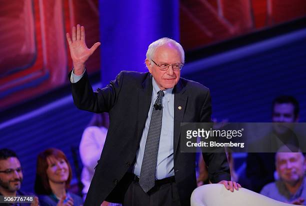 Senator Bernie Sanders, an independent from Vermont and 2016 Democratic presidential candidate, arrives for a town hall forum at Drake University in...