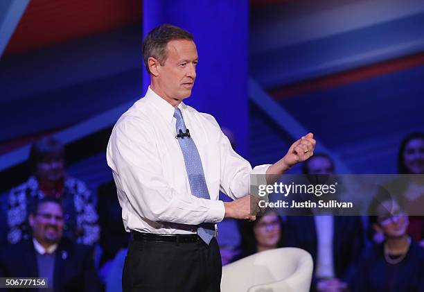 Democratic presidential candidate Martin O'Malley participates in a town hall forum hosted by CNN at Drake University on January 25, 2016 in Des...